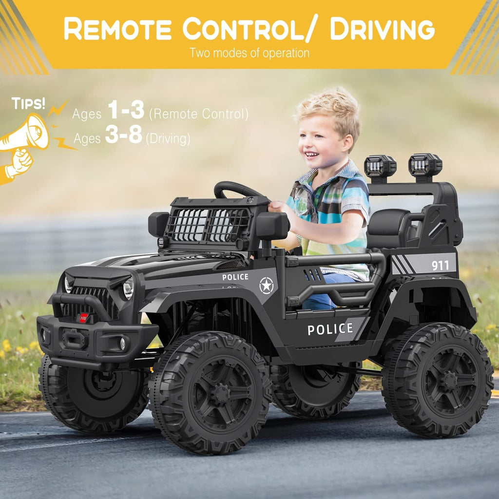 Electric Kids Ride-On Jeep SUV with 2 Speeds, Remote Control, LED Lights, and Music