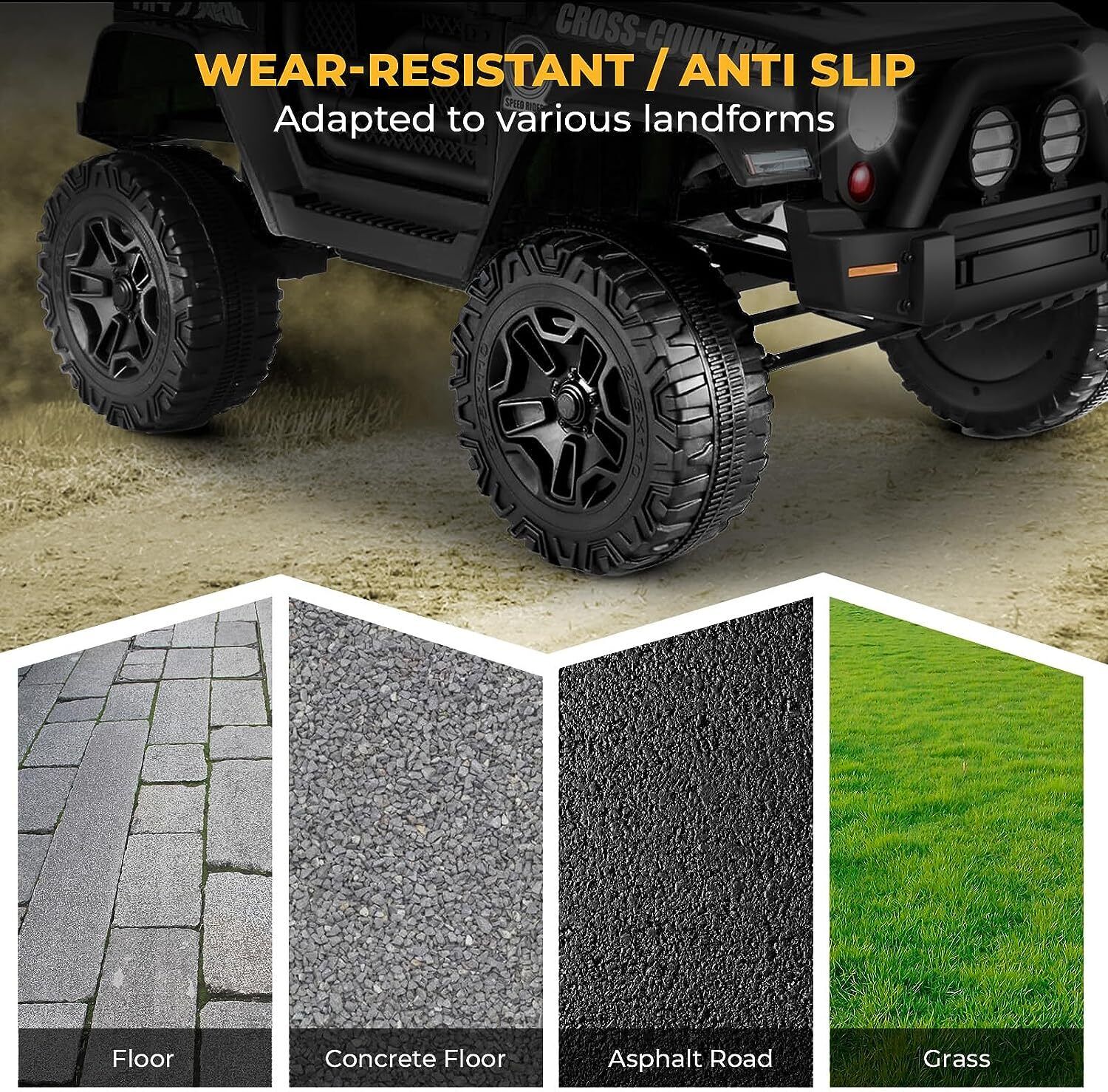 Remote Control Ride-On Car Truck for Kids with Lights, 3 Speeds, USB and MP3 Compatibility