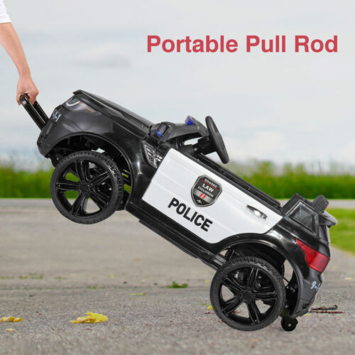 Electric Kids Ride On Police Car with Remote Control, Flashing Lights, and Horn - Black