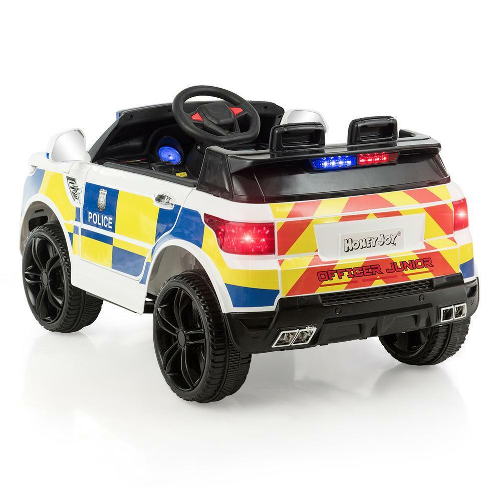Electric Kids Ride-On Police Car with Remote Control, Music, and Headlights - MP3 Compatible