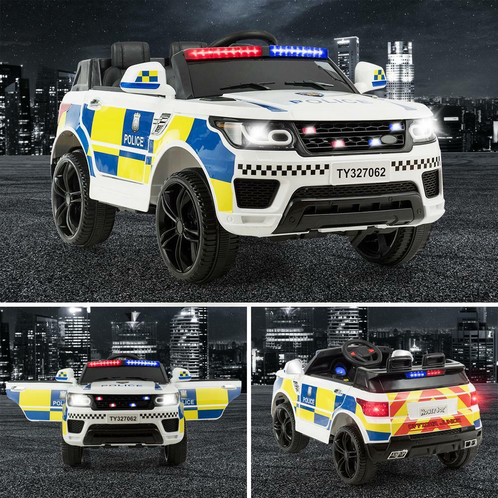 Electric Kids Ride-On Police Car with Remote Control, Music, and Headlights - MP3 Compatible