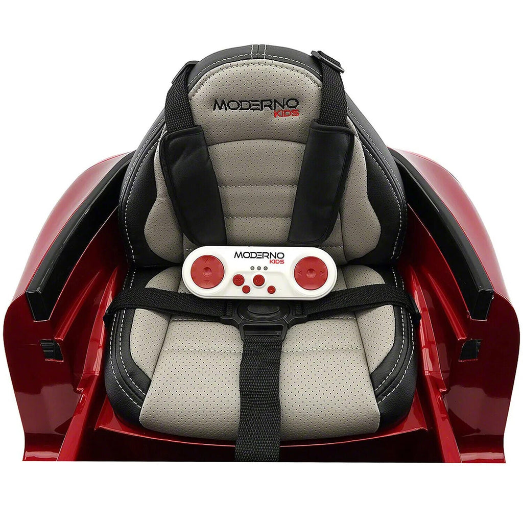 Electric Kids Ride-On Roadster Sports Car with PU Leather Seat, 2 Speeds, Lights, and Remote Control