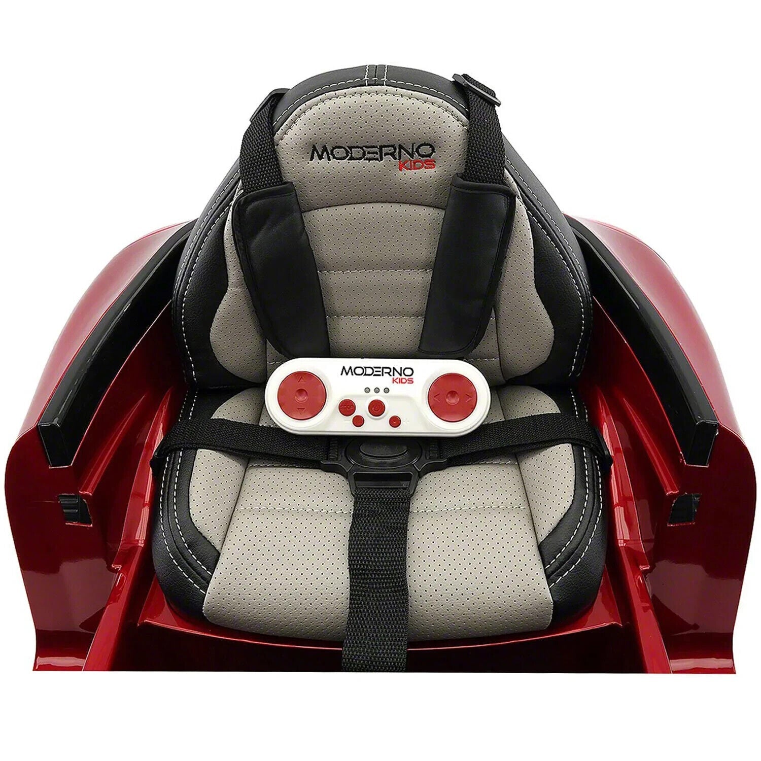 Electric Kids Ride-On Roadster Sports Car with PU Leather Seat, 2 Speeds, Lights, and Remote Control