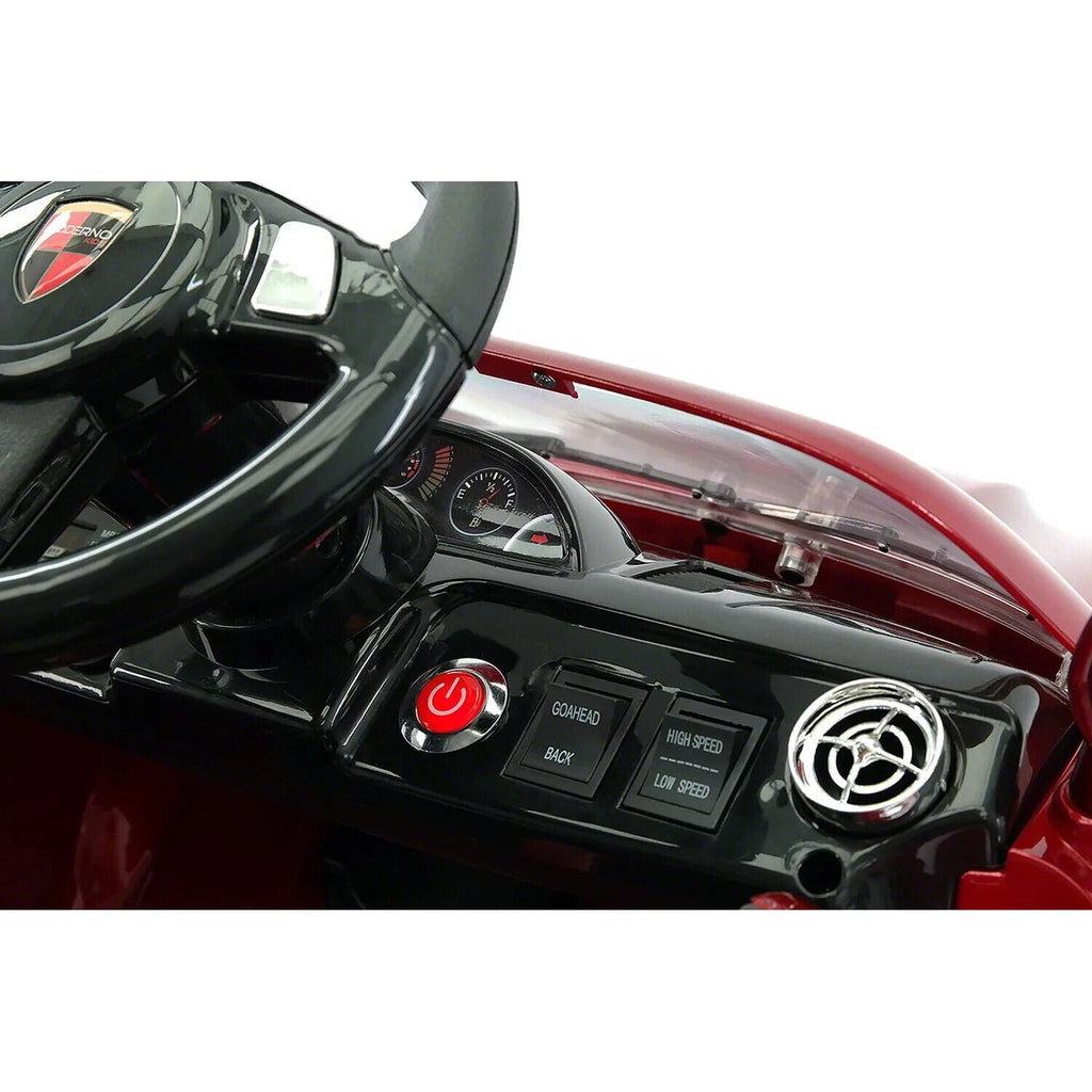 Electric Kids Ride-On Roadster Sports Car with PU Leather Seat, 2 Speeds, Lights, and Remote Control
