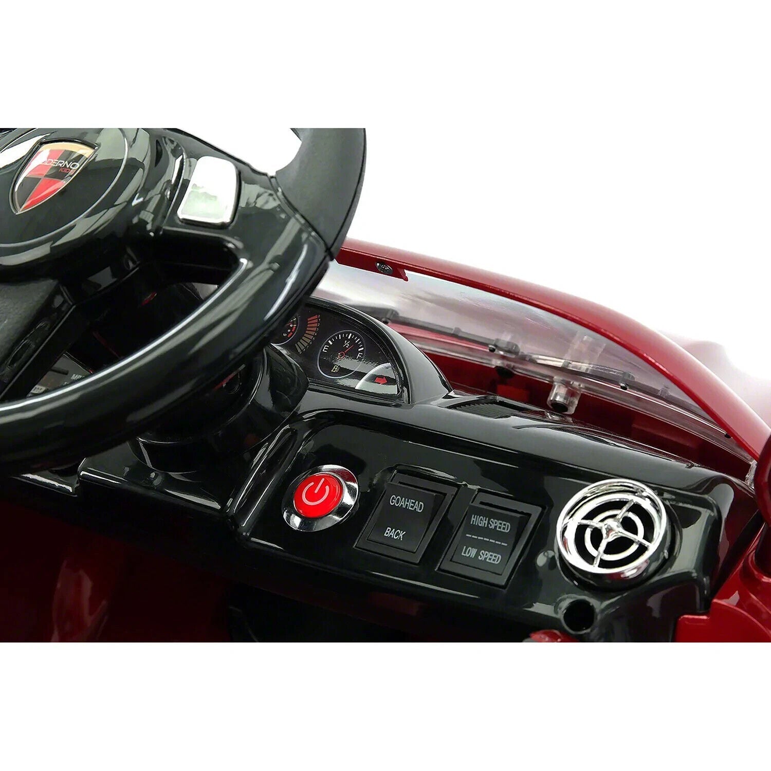 Electric Kids Ride-On Roadster Sports Car with PU Leather Seat, 2 Speeds, Lights, and Remote Control