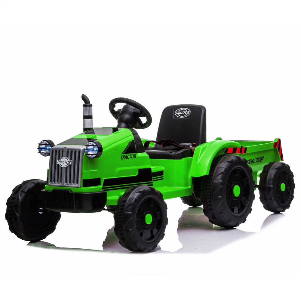 Electric Kids Ride-On Tractor with Trailer and Remote Control - 12V Battery-Powered
