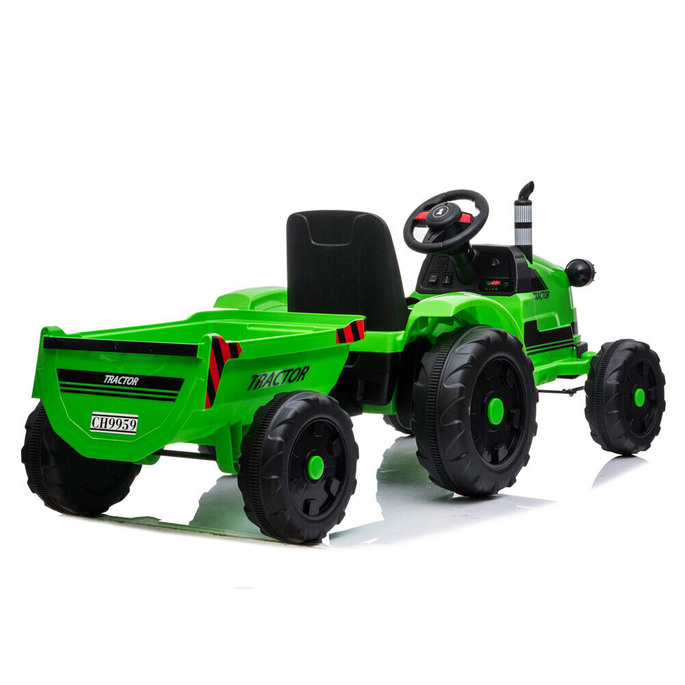 Electric Kids Ride-On Tractor with Trailer and Remote Control - 12V Battery-Powered