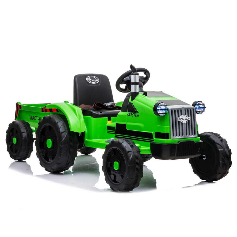 Electric Kids Ride-On Tractor with Trailer and Remote Control - 12V Battery-Powered