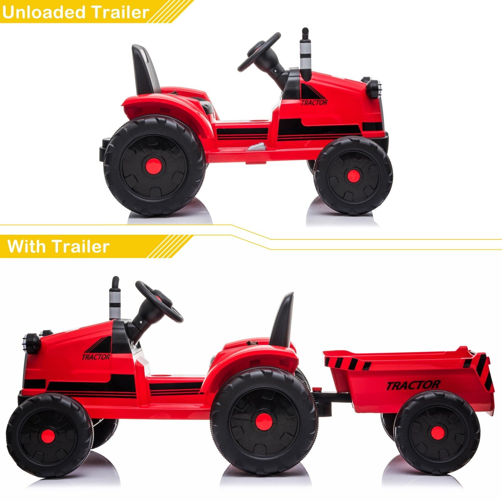 Electric Kids Ride-On Tractor with Trailer Toy - Perfect for Christmas Fun!
