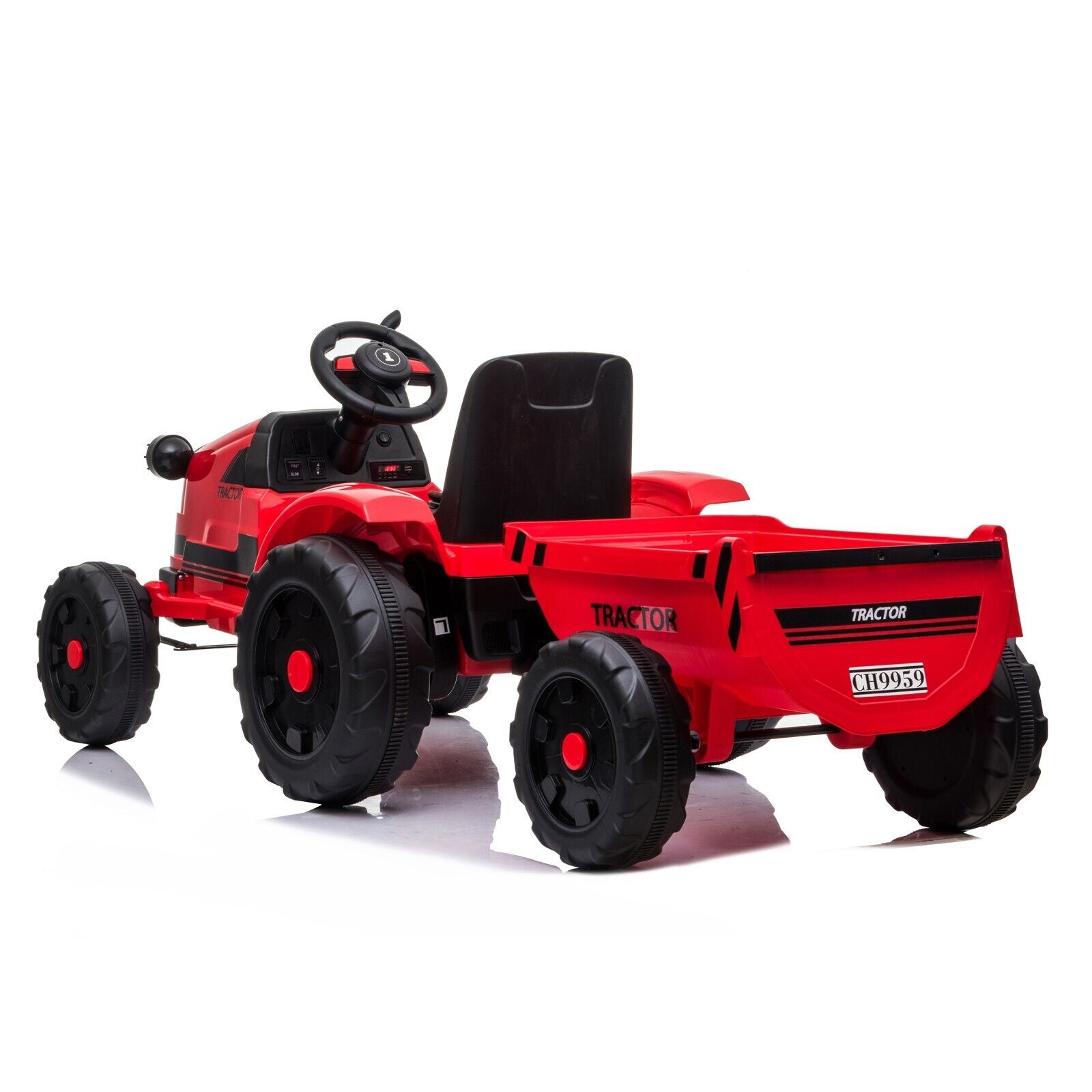 Electric Kids Ride-On Tractor with Trailer Toy - Perfect for Christmas Fun!