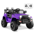 Electric Kids Ride On Truck Car with Remote Control and 3-Speeds - Purple with Headlights