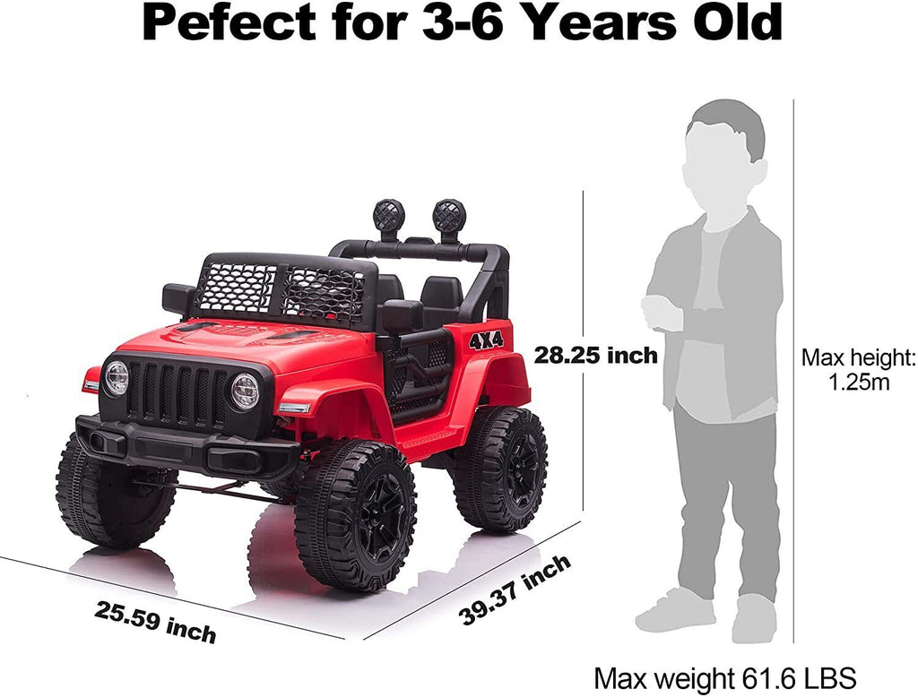 Electric Kids Ride-On Truck with Remote Control and LED Lights - 12V Battery Powered, 1-Seater