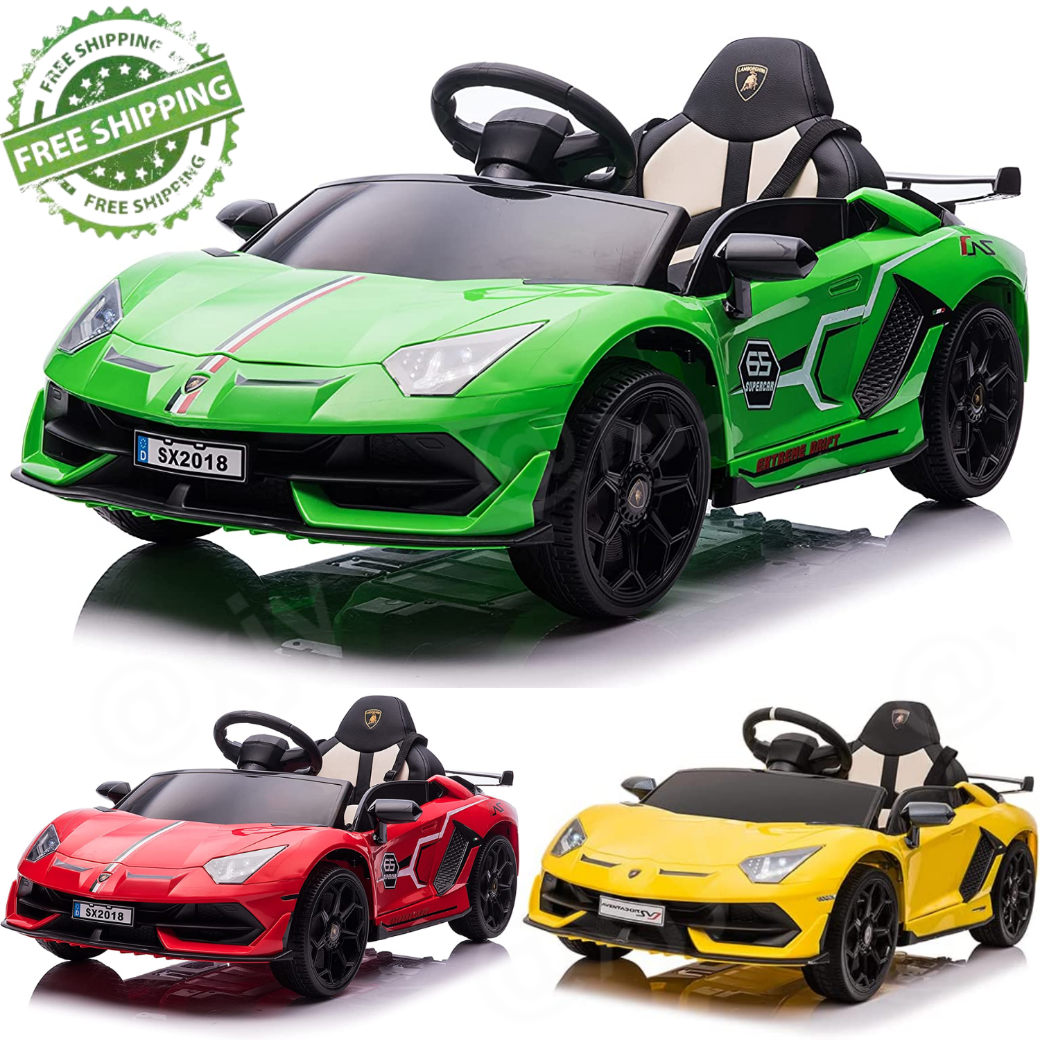 Kids Lamborghini Electric Ride-On Car with Remote Control - 24/12V Truck Design