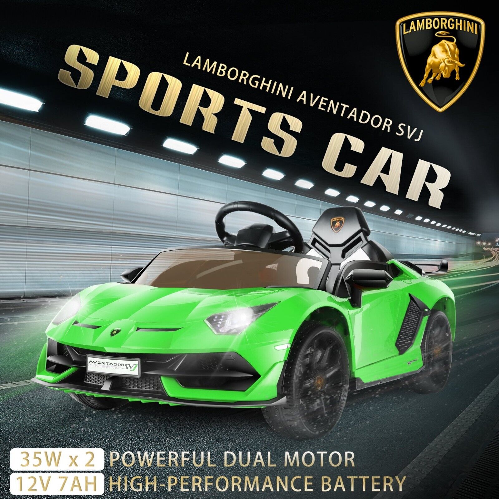 12V Licensed Lamborghini Aventador Electric Ride-On Sports Car for Kids