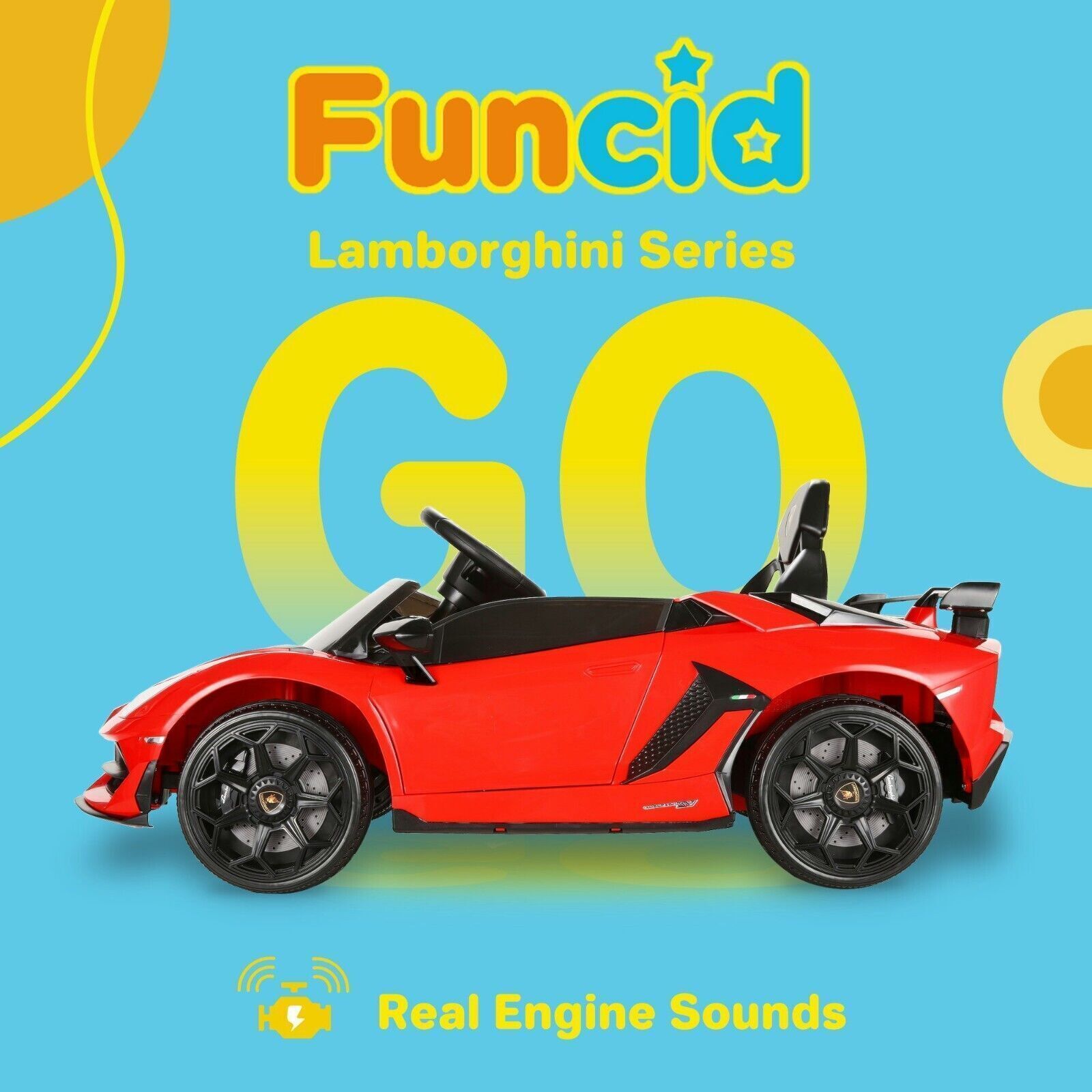 Electric Lamborghini Ride-On Car for Kids with Remote Control and MP3 Player - 12V Toy for Children (116)