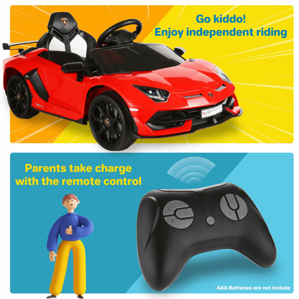 Licensed Lamborghini Electric Ride-On Car for Kids with Remote Control and AUX/USB