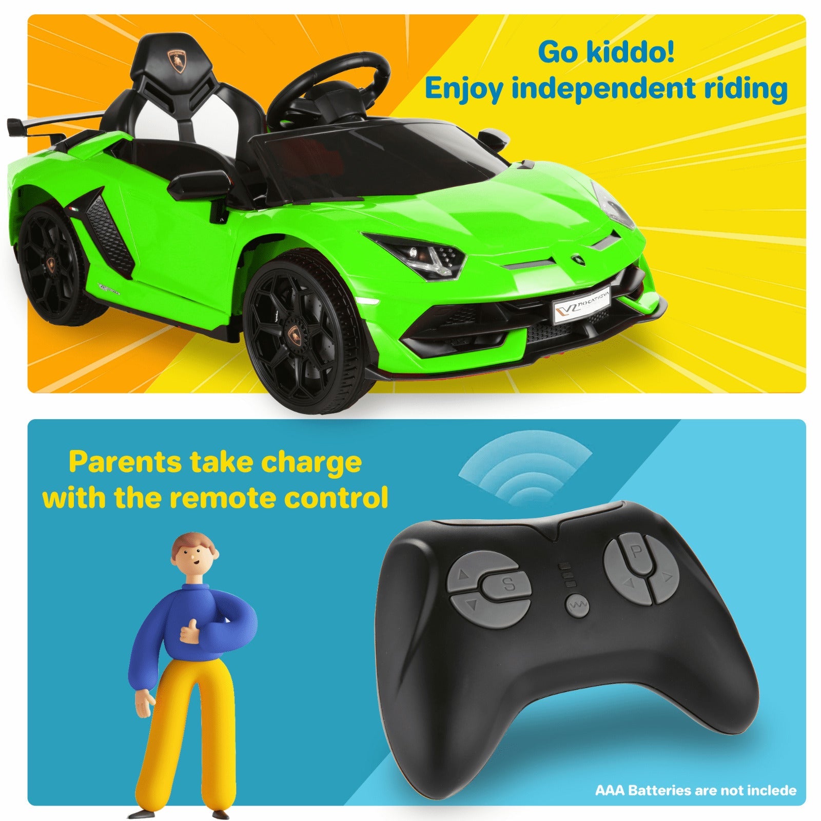 Licensed Lamborghini Electric Ride-On Car for Kids with Remote Control and AUX/USB