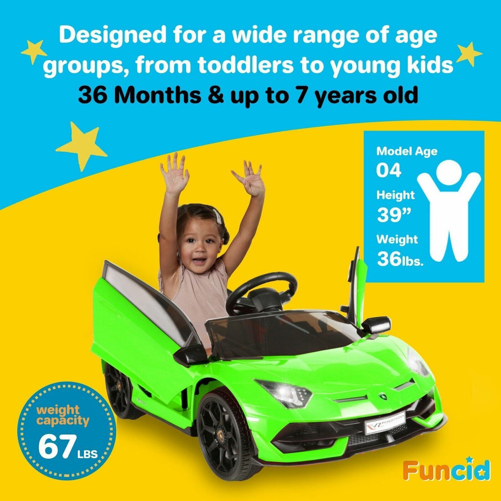 Licensed Lamborghini Electric Ride-On Car for Kids with Remote Control and AUX/USB