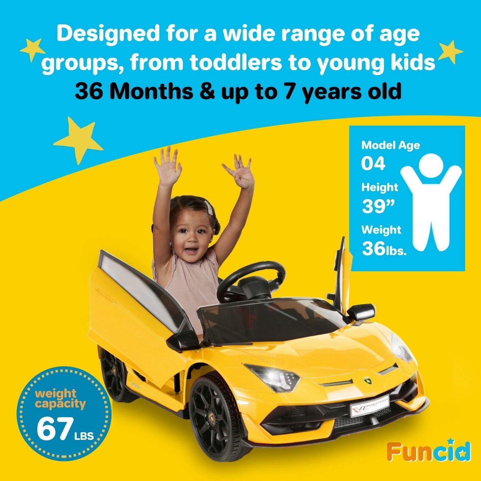 Licensed Lamborghini Electric Ride-On Car for Kids with Remote Control and AUX/USB