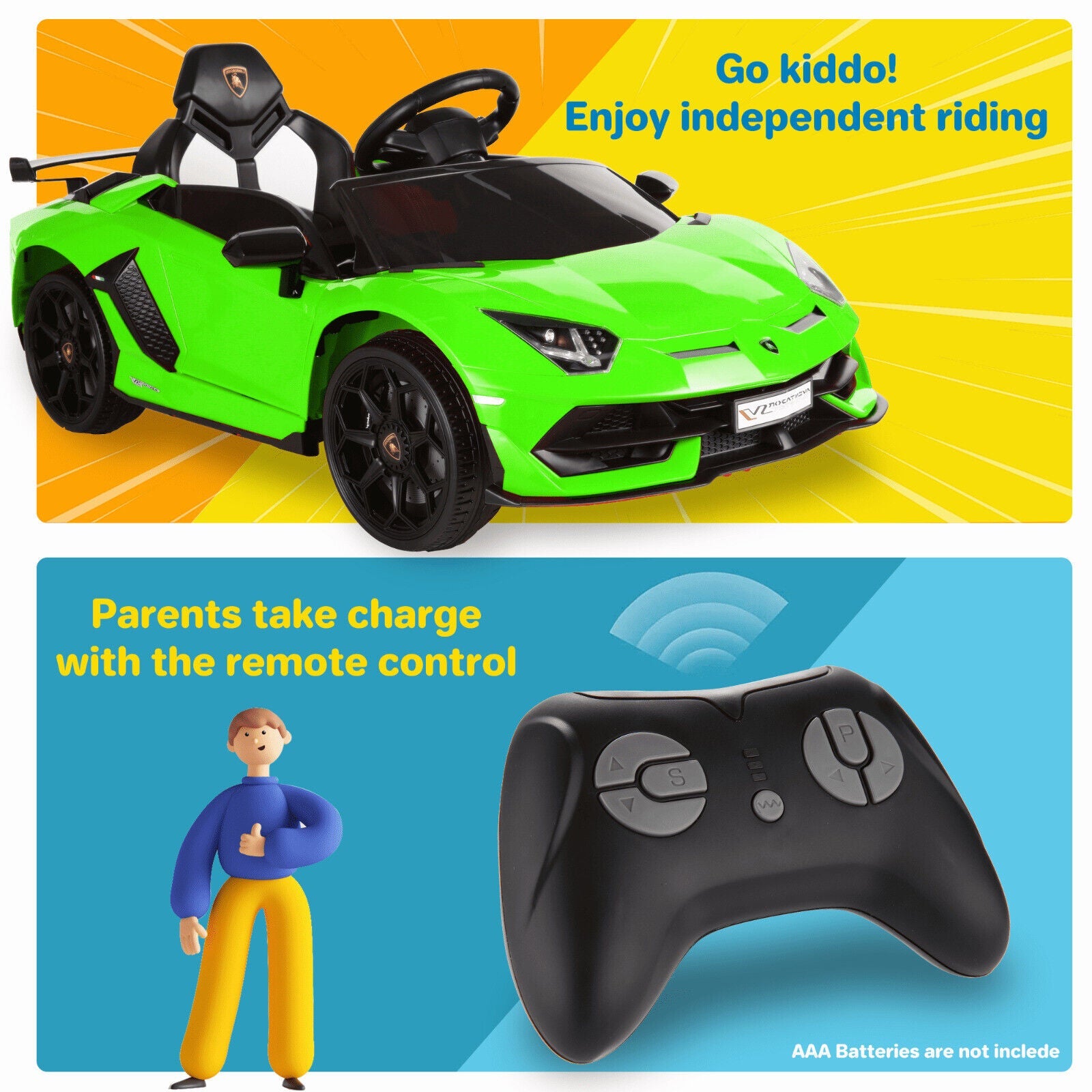 Electric Lamborghini Ride-On Car for Kids with Remote Control and MP3 Player - Perfect Gift for Children in the US
