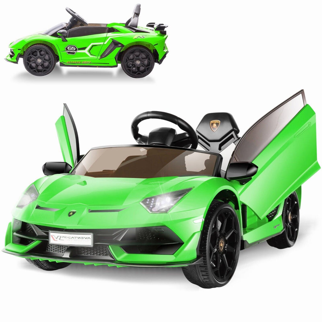 12V Licensed Lamborghini Ride-On Car with 3 Speeds, RC Headlights, and Hydraulic Doors