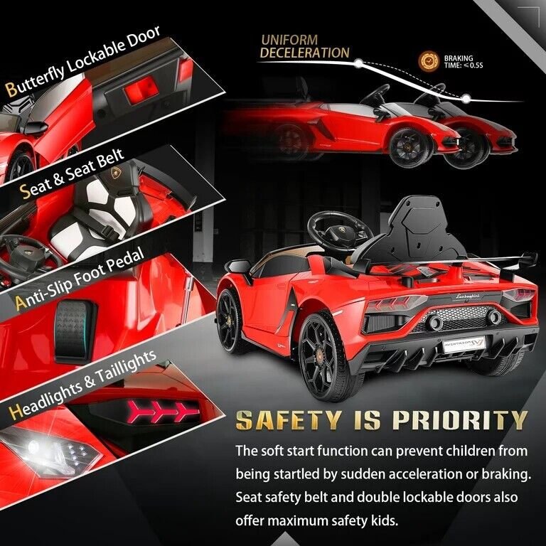 12V Lamborghini Kids Electric Ride On Car with Remote Control, MP3 Player & LED Lights