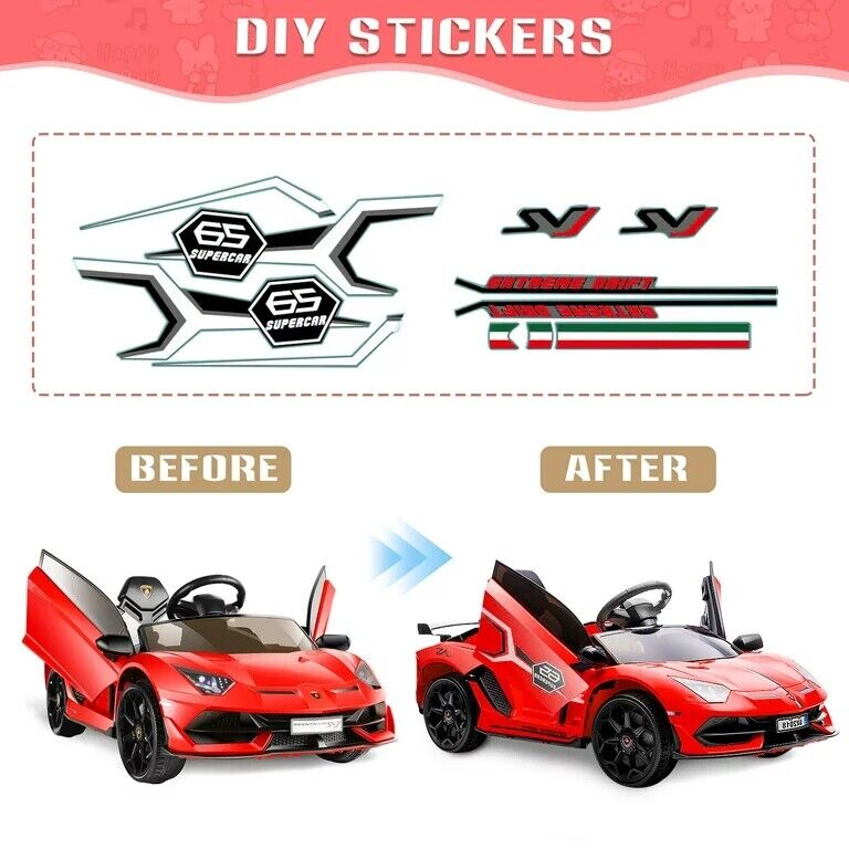 12V Lamborghini Kids Electric Ride On Car with Remote Control, MP3 Player & LED Lights