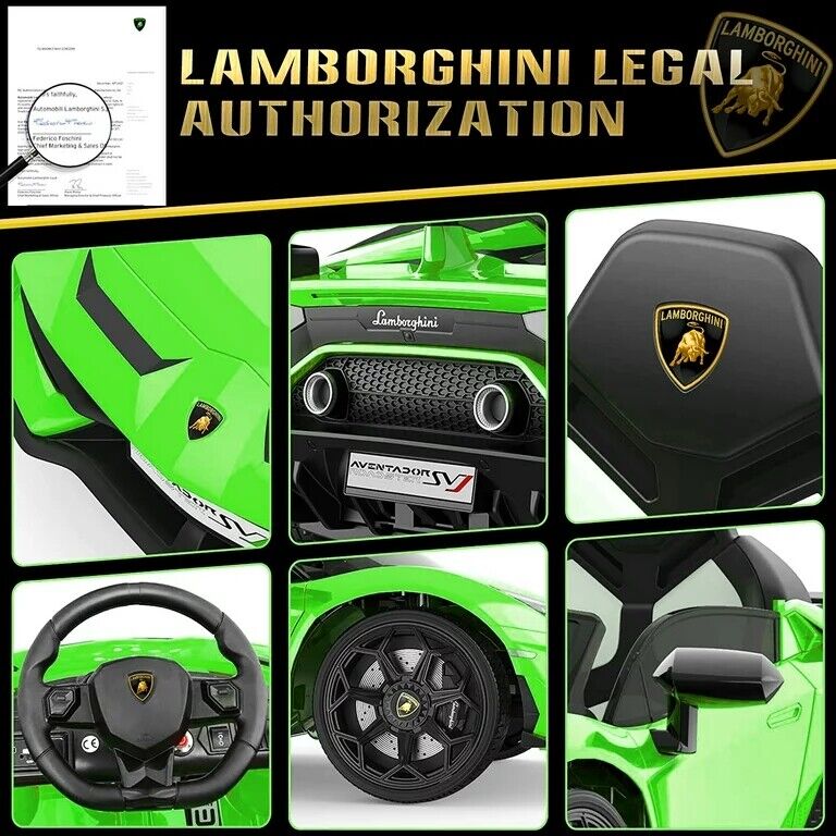 12V Lamborghini Kids Electric Ride On Car with Remote Control, MP3 Player & LED Lights