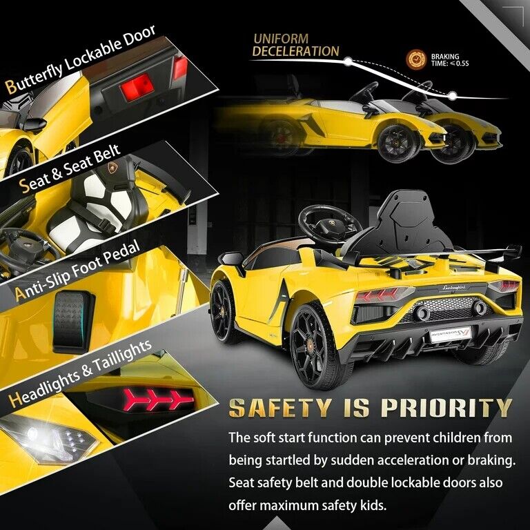 Licensed Lamborghini Electric Ride-On Car for Kids with Remote Control, MP3 and USB Connectivity