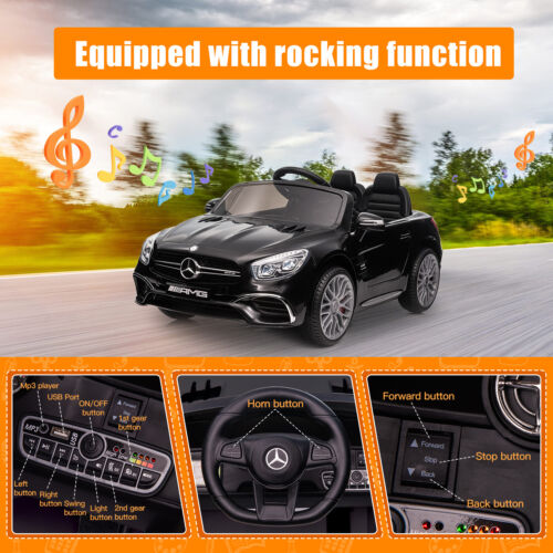 Electric Mercedes Benz AMG SL65 Ride-On Car for Kids with Remote Control and LED Lights - 12V