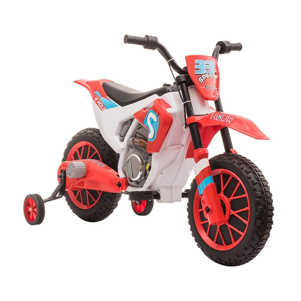 Electric Off-Road Dirt Bike for Kids with Training Wheels - 12V Ride-On Motorcycle Toy