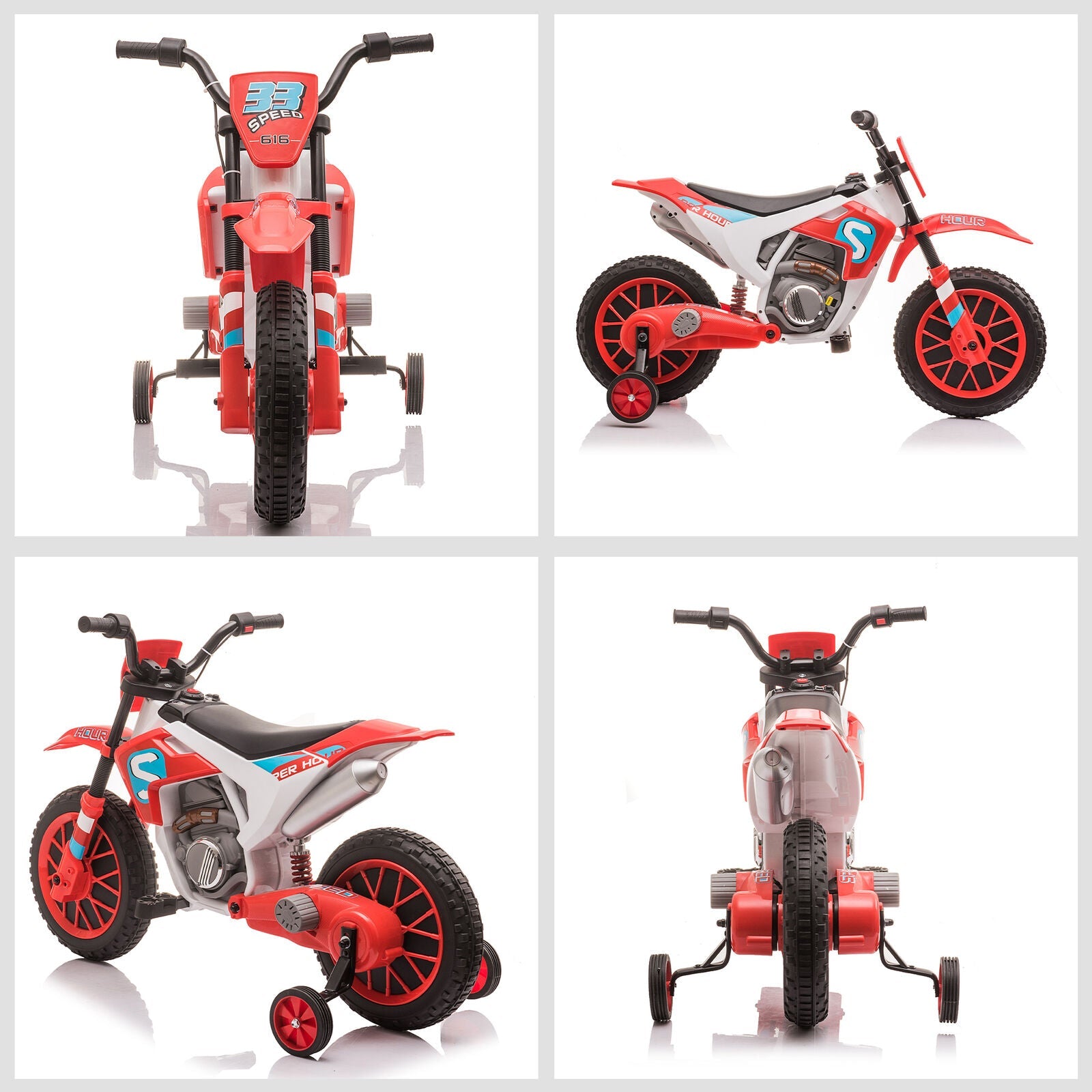 Electric Off-Road Dirt Bike for Kids with Training Wheels - 12V Ride-On Motorcycle Toy