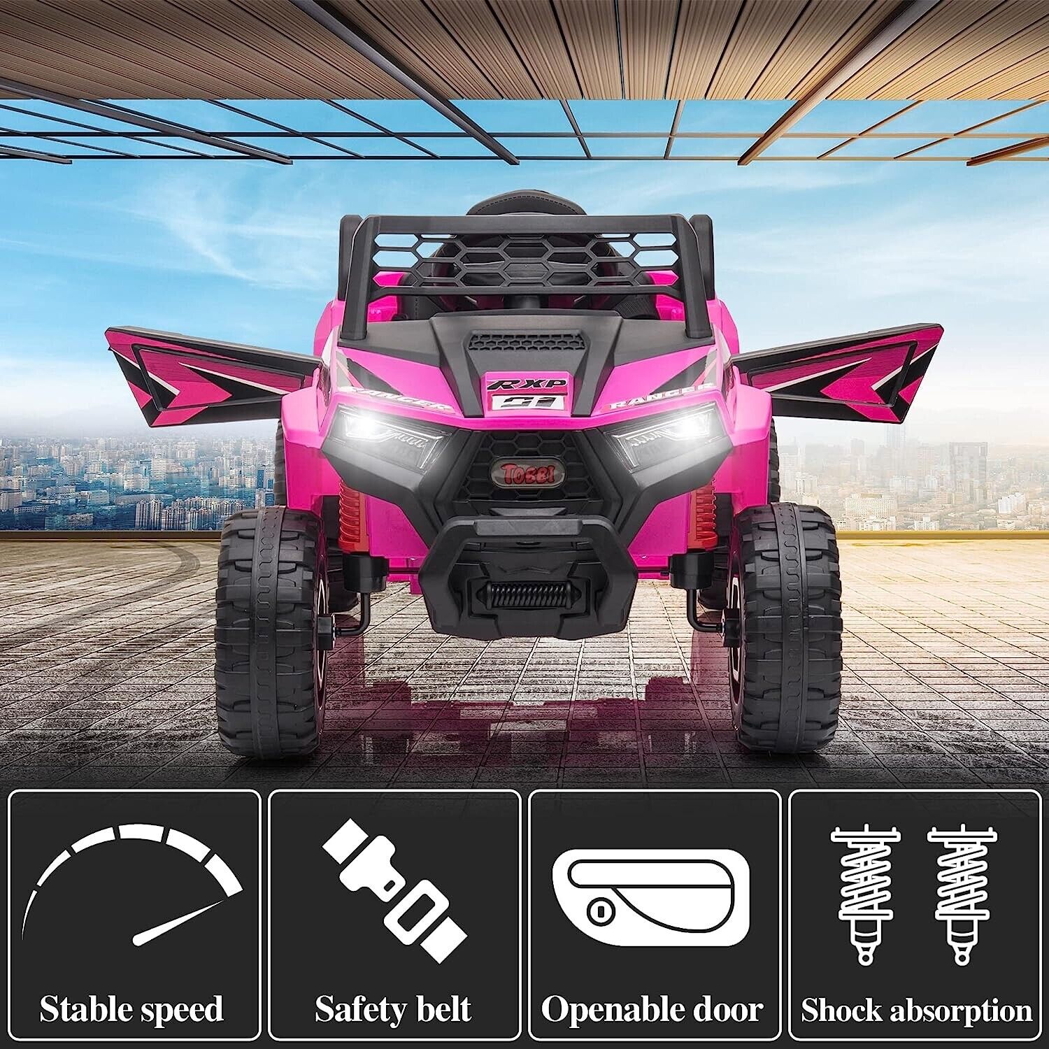 Electric Off-Road UTV Truck for Kids with Safety Belt and Light - 12V Ride-On Car