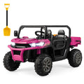Electric Pink 2 Seater UTV Dump Truck with Remote Control and Functional Dump Bed