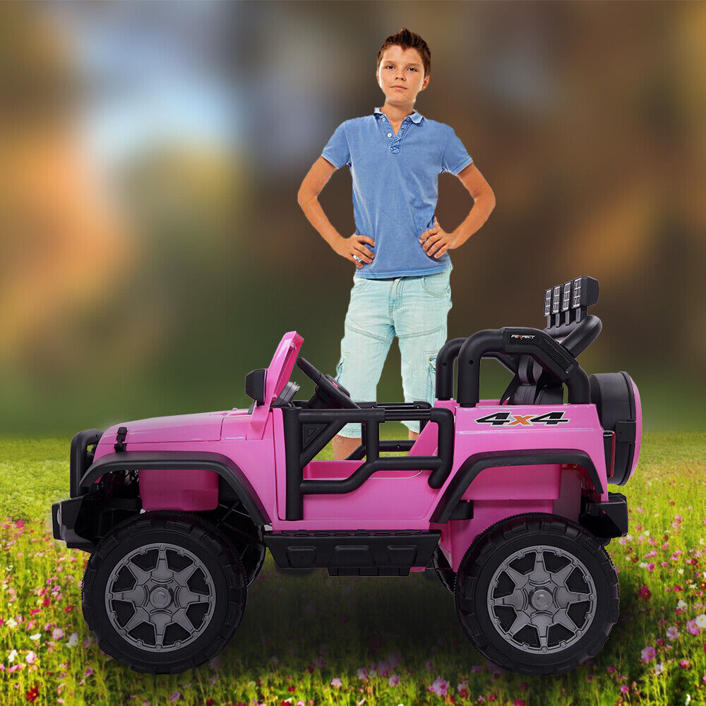 Electric Pink Jeep for Kids with Remote Control and Rechargeable Battery - 4 mph Speed