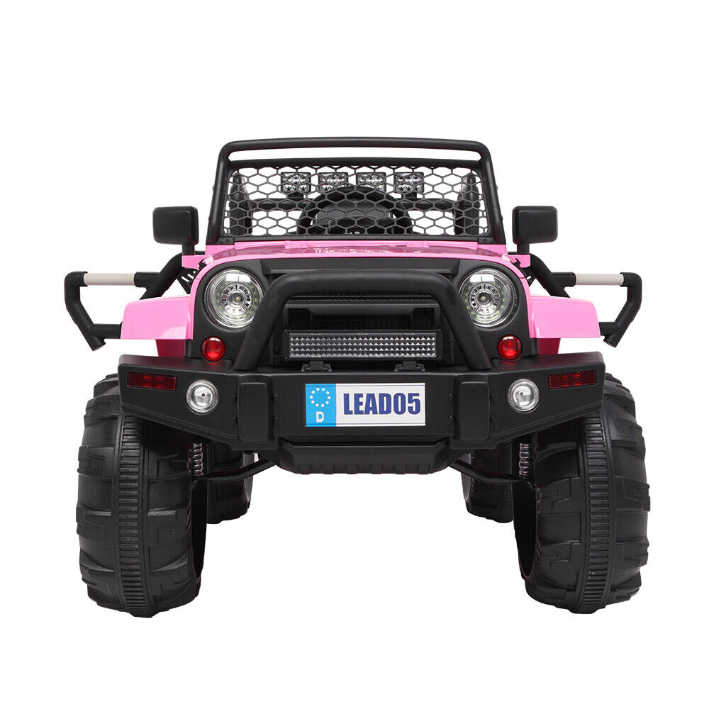 Electric Pink Ride-On Car for Kids with Remote Control and LED Lights