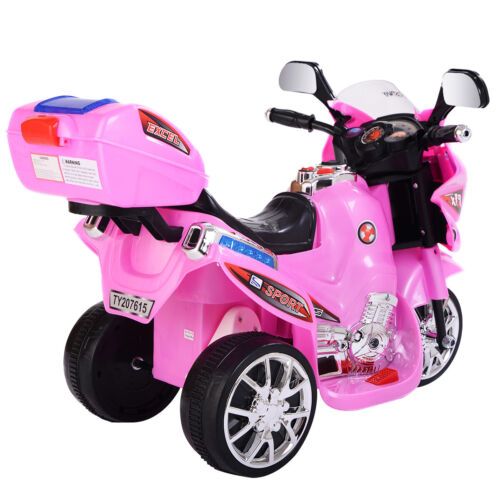 Electric Pink Ride-On Motorcycle for Kids - 3 Wheels, Battery Powered Toy Bike