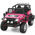 Electric Pink Ride-On Truck for Kids with Remote Control and Lights - 12V