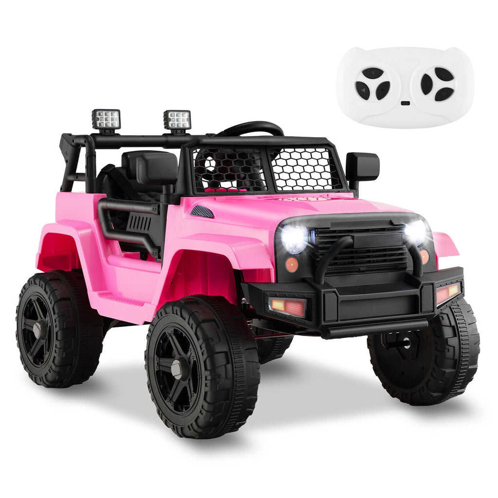 Electric Pink Ride-On Truck for Kids with Remote Control, Music, and Lights