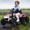 Electric Pink Tractor and Trailer Ride-On Toy for Toddlers - Perfect for Little Farmers!