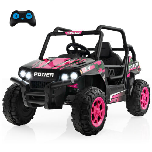 Electric Pink UTV Ride-On Truck for Kids with Remote Control, LED Lights, and Music