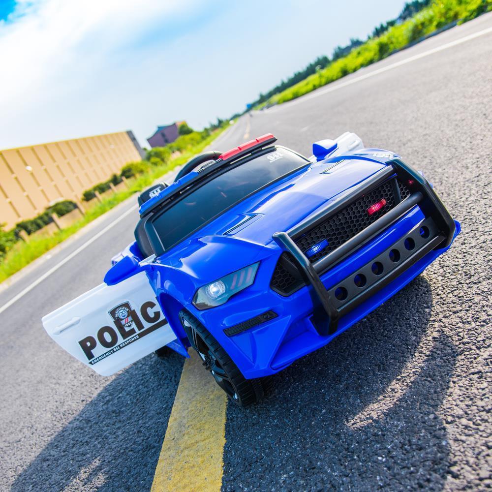 Electric Police Car Kids Ride On SUV Toy with Remote Control, Siren, and Flashing Lights - 12V