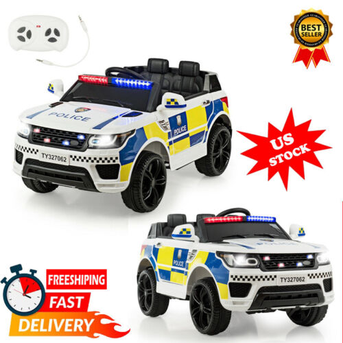 Electric Police Car Ride-On for Kids with Remote Control and LED Siren