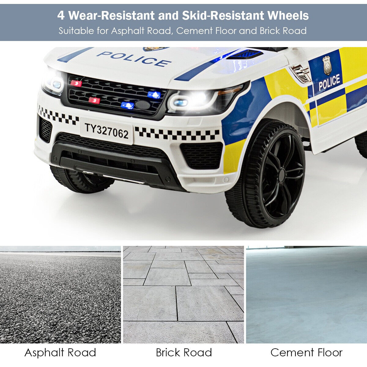 Electric Police Car Ride-On for Kids with Remote Control and LED Siren