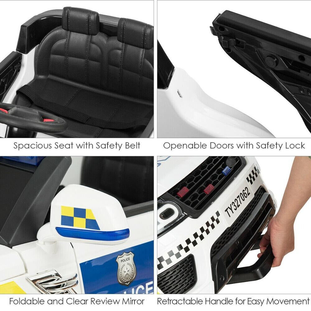 Electric Police Car Ride-On for Kids with Remote Control and LED Siren