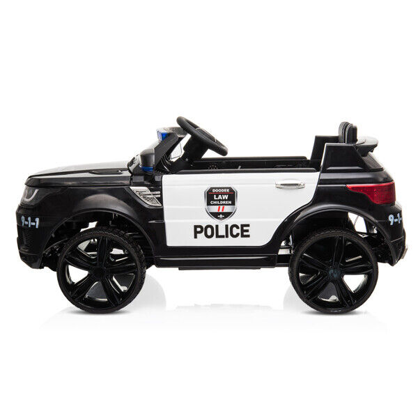 Electric Police Car Toy with Remote Control, 12V Battery, Music, and Lights