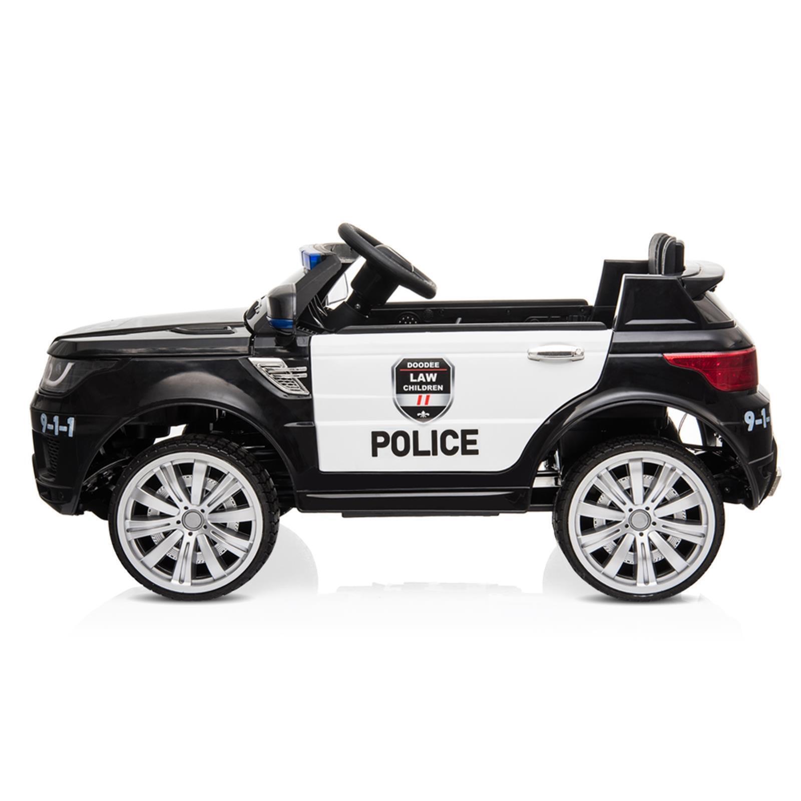 Electric Police Truck SUV for Kids with Siren, Music, LED Lights, and Remote Control - 12V