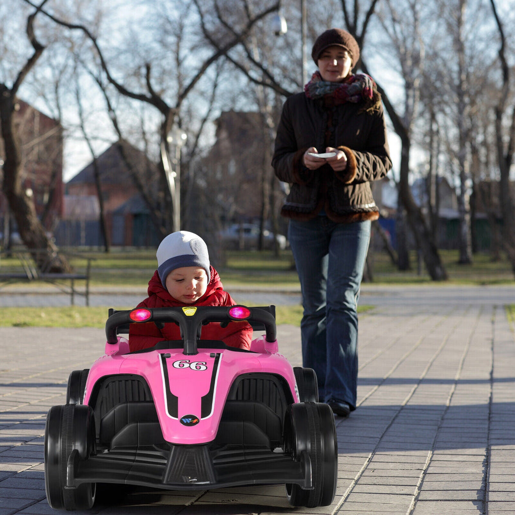 Electric Racing Truck for Kids with 2 Speeds, Remote Control, MP3, and Lights - Pink