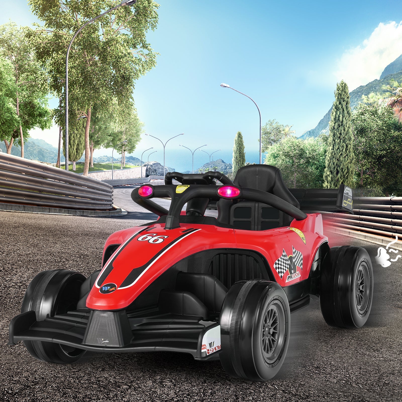 Electric Racing Truck for Kids with 2 Speeds, Remote Control, MP3 Player, and Lights - 12V
