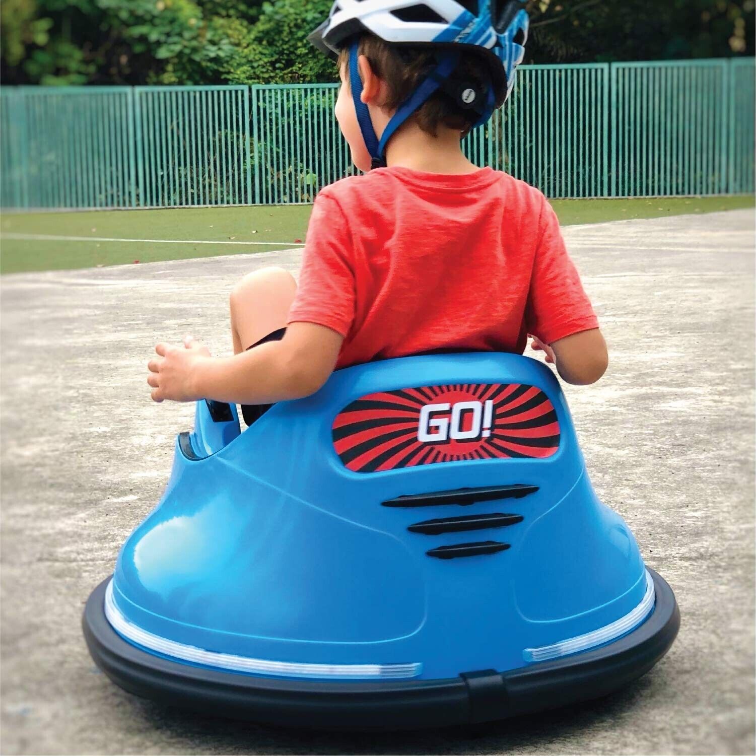 Electric RC Kids Bumper Car with Light and Music - Blue La... by The Bubble Factory